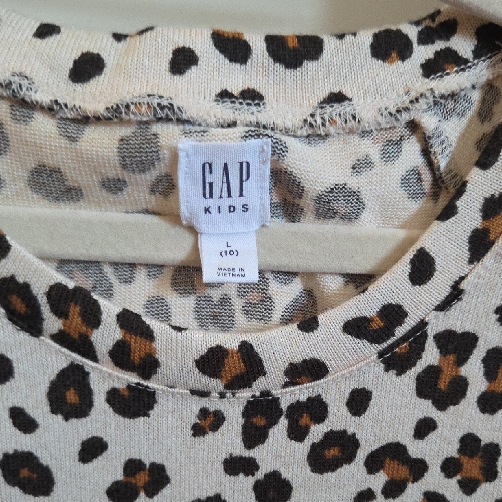 GAP Kids Animal Print Sweater - Cream, Black, Brown Dress Size L/10